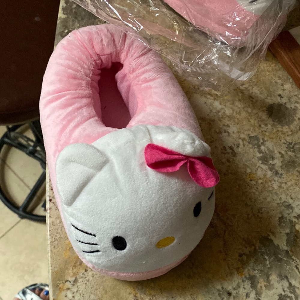 Hello kitty house slippers not for outdoors.. really cute but runs small
